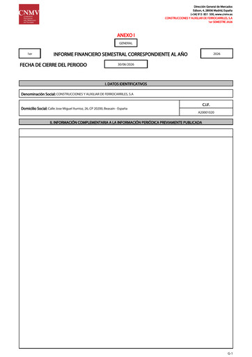 Miniature Construcciones y Auxiliar de Ferrocarriles Rapport semestriel 2026-h1