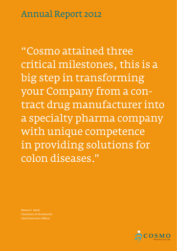 Miniature Cosmo Pharmaceuticals Rapport annuel 2012