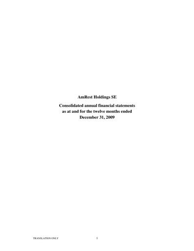 Thumbnail AmRest Financial Statement 2009