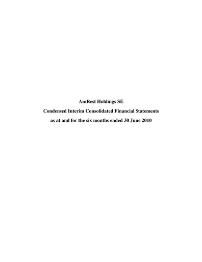 Thumbnail AmRest Half-year Report 2010-h1