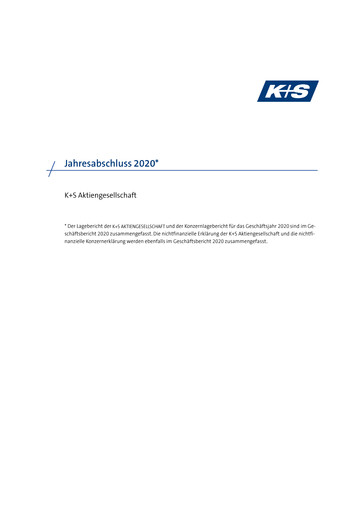 Thumbnail K+S
 Financial Statement 2020