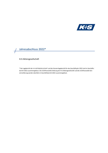 Thumbnail K+S
 Financial Statement 2022