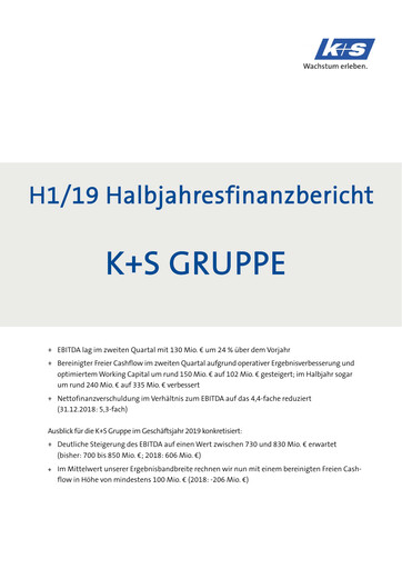 Thumbnail K+S
 Half-year Report 2019-h1