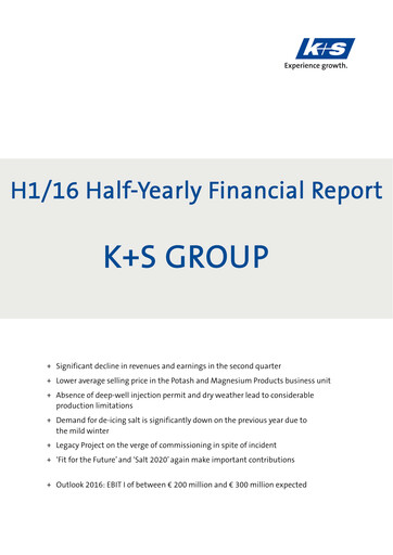 Thumbnail K+S
 Half-year Report 2016-h1
