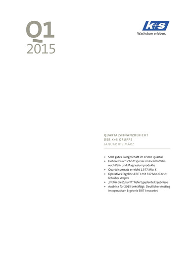 Thumbnail K+S
 Quarterly Report 2015-q1