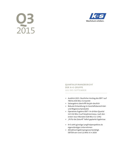 Thumbnail K+S
 Quarterly Report 2015-q3