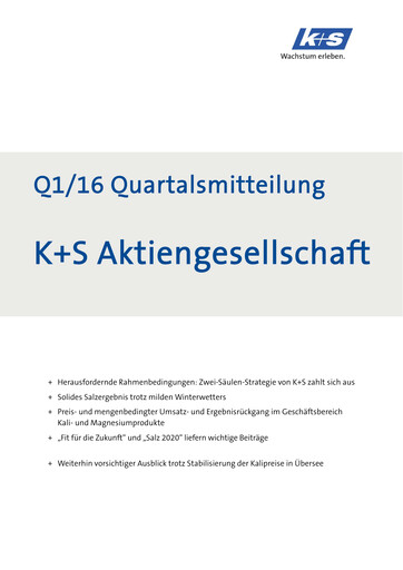 Thumbnail K+S
 Quarterly Report 2016-q1