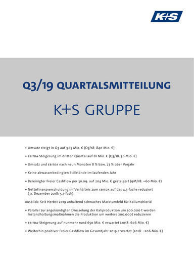 Thumbnail K+S
 Quarterly Report 2019-q3