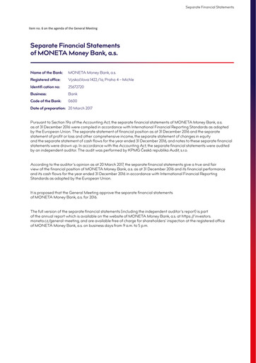 Miniature MONETA Money Bank Bilan financier 2016