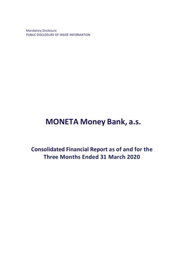 Thumbnail MONETA Money Bank Quarterly Report 2020-q1