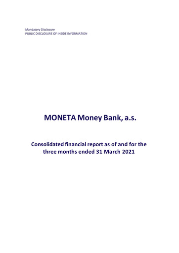 Thumbnail MONETA Money Bank Quarterly Report 2021-q1