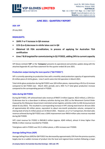 Thumbnail VIP Gloves Quarterly Report fy2021-q4