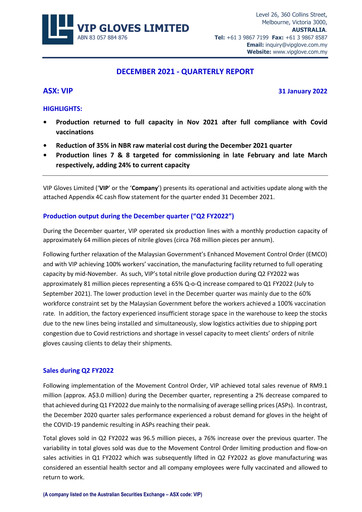 Thumbnail VIP Gloves Quarterly Report fy2022-q2