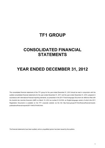 Thumbnail TF1 Financial Statement 2012