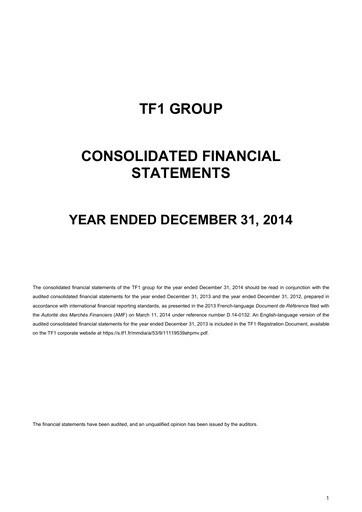 Thumbnail TF1 Financial Statement 2014