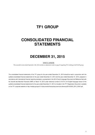 Thumbnail TF1 Financial Statement 2015