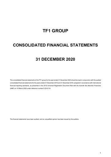 Thumbnail TF1 Financial Statement 2020