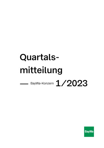 Thumbnail BayWa
 Quarterly Report 2023-q1