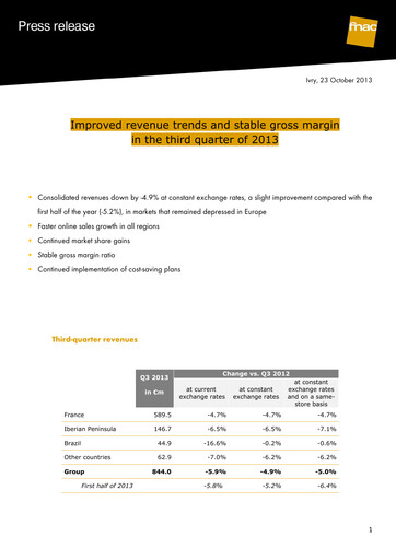 Thumbnail Fnac Darty Quarterly Report 2013-q3