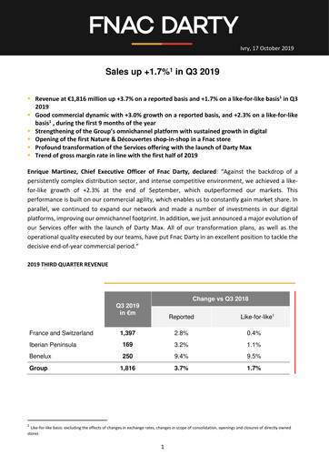 Thumbnail Fnac Darty Quarterly Report 2019-q3