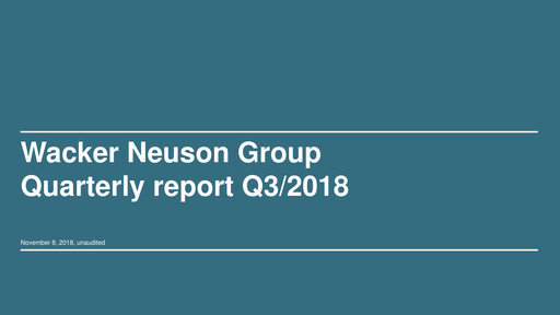Thumbnail Wacker Neuson
 Quarterly Report 2018-q3