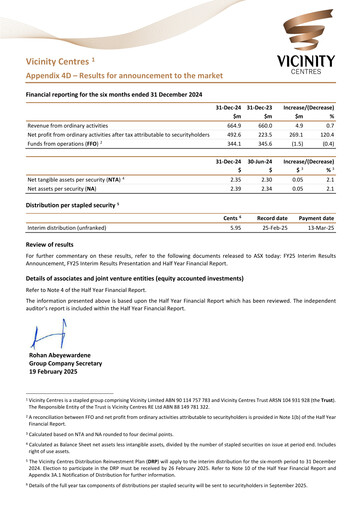 Thumbnail Vicinity Centres Half-year Report 2025-h1