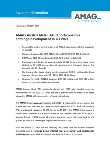 Thumbnail AMAG Austria Metall Quarterly Report 2021-q1
