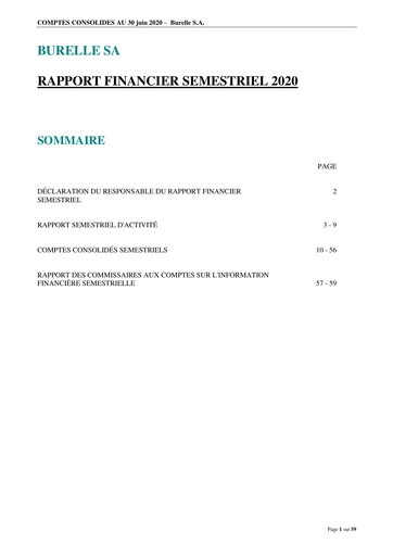 Miniature Burelle Rapport semestriel 2020-h1