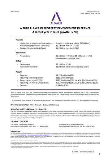 Miniature Altareit Rapport financier 2017