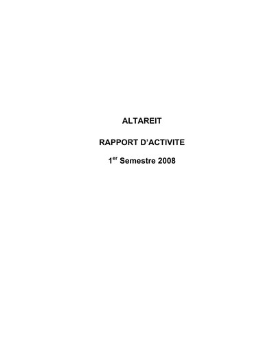 Miniature Altareit Rapport semestriel 2008-h1