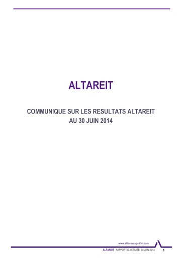 Miniature Altareit Rapport semestriel 2014-h1