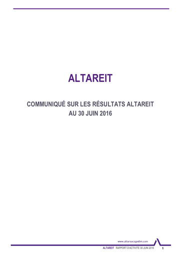 Miniature Altareit Rapport semestriel 2016-h1