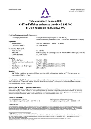 Miniature Altareit Rapport semestriel 2018-h1