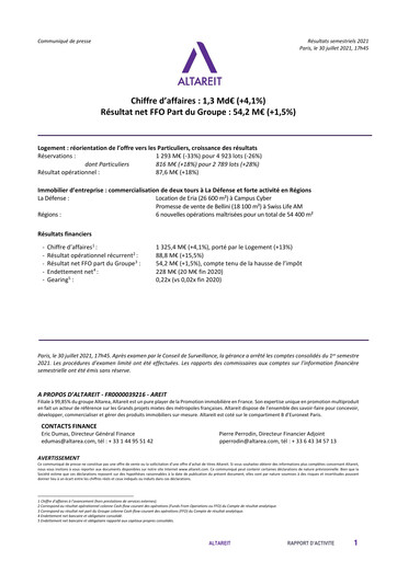 Miniature Altareit Rapport semestriel 2021-h1