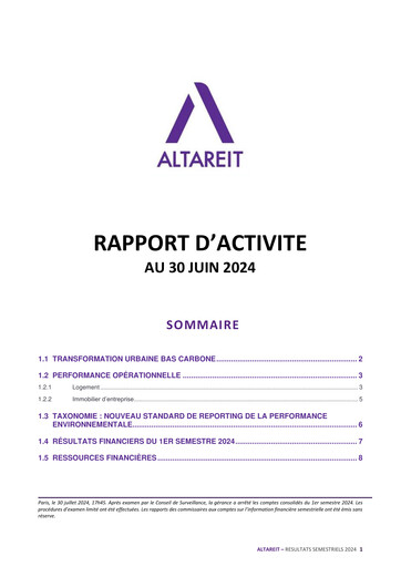 Miniature Altareit Rapport semestriel 2024-h1