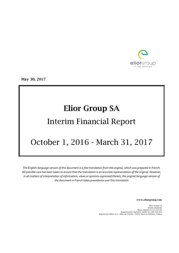 Miniature Elior Group Rapport semestriel 2016-2017