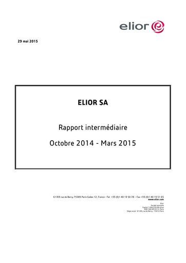 Miniature Elior Group Rapport semestriel 2015-h1
