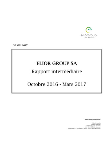 Miniature Elior Group Rapport semestriel 2016-h1