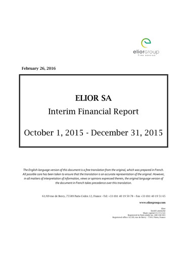 Thumbnail Elior Group Quarterly Report 2015-2016-q1