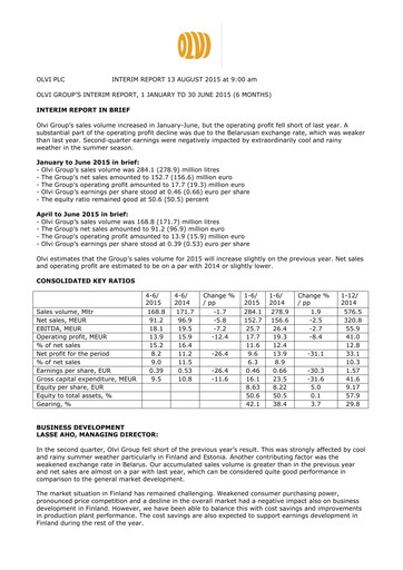 Thumbnail Olvi plc Half-year Report 2015-h1