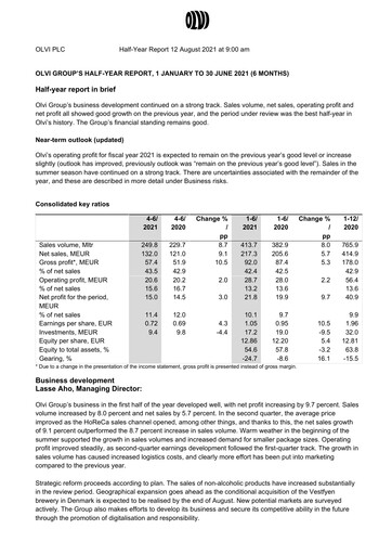 Thumbnail Olvi plc Half-year Report 2021-h1