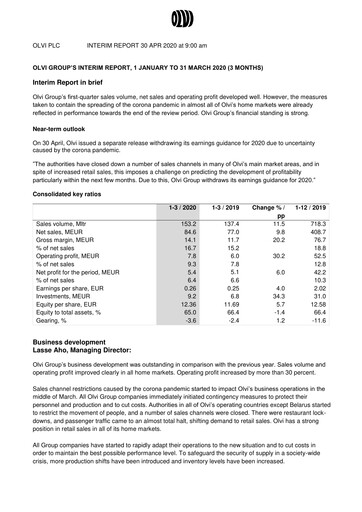Thumbnail Olvi plc Quarterly Report 2020-q1