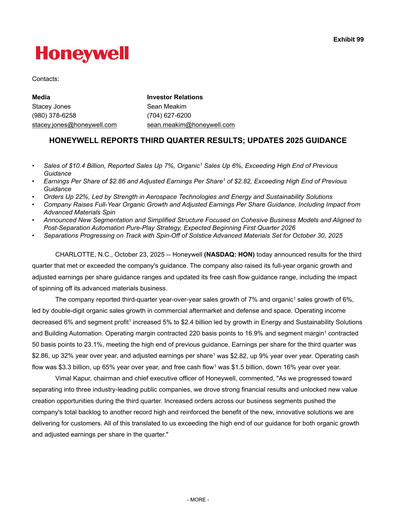 Thumbnail Honeywell Quarterly Report 2025-q3