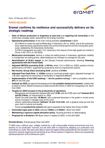Miniature Eramet Rapport financier 2024