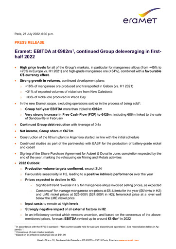 Thumbnail Eramet Half-year Report 2022-h1