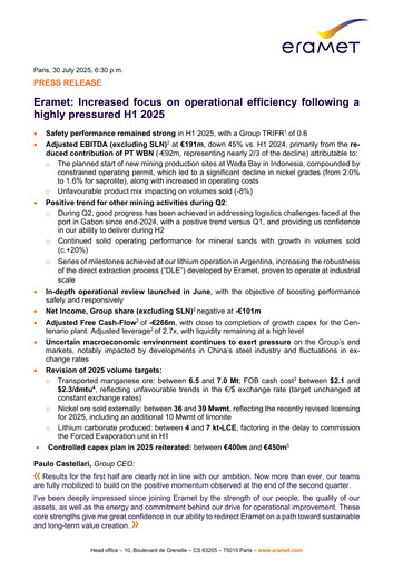 Thumbnail Eramet Half-year Report 2025-h1