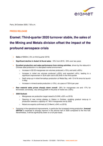 Thumbnail Eramet Quarterly Report 2020-q3