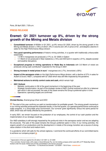 Thumbnail Eramet Quarterly Report 2021-q1