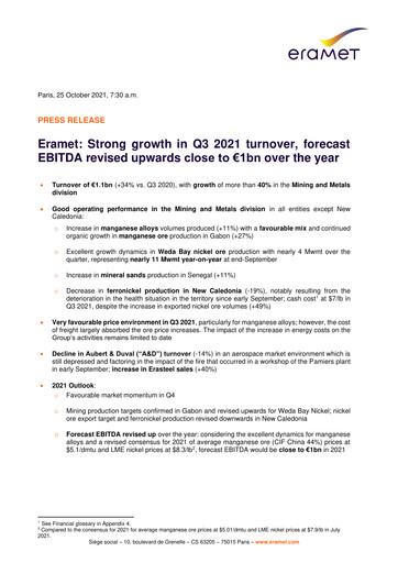 Thumbnail Eramet Quarterly Report 2021-q3