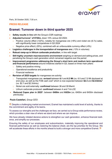 Thumbnail Eramet Quarterly Report 2025-q3